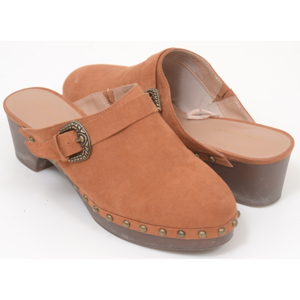 Lane Bryant 9 WIDE Slip On Chunky Western Studded Vegan Leather Boho SlideClogs